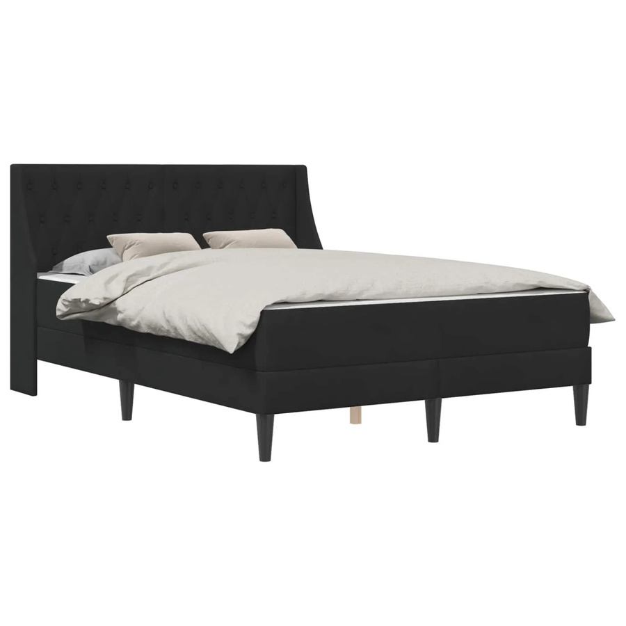 vidaXL Bettgestell mit Matratze aus Samt in Schwarz, B/T/H: 160 x 200 x 96 cm - Bild 2