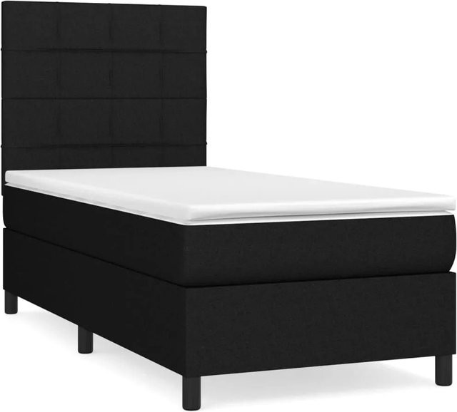 vidaXL Boxspringbett Hybrid mit Matratze Schwarz B/T/H: 80 x 200 x 128 cm - Bild 1
