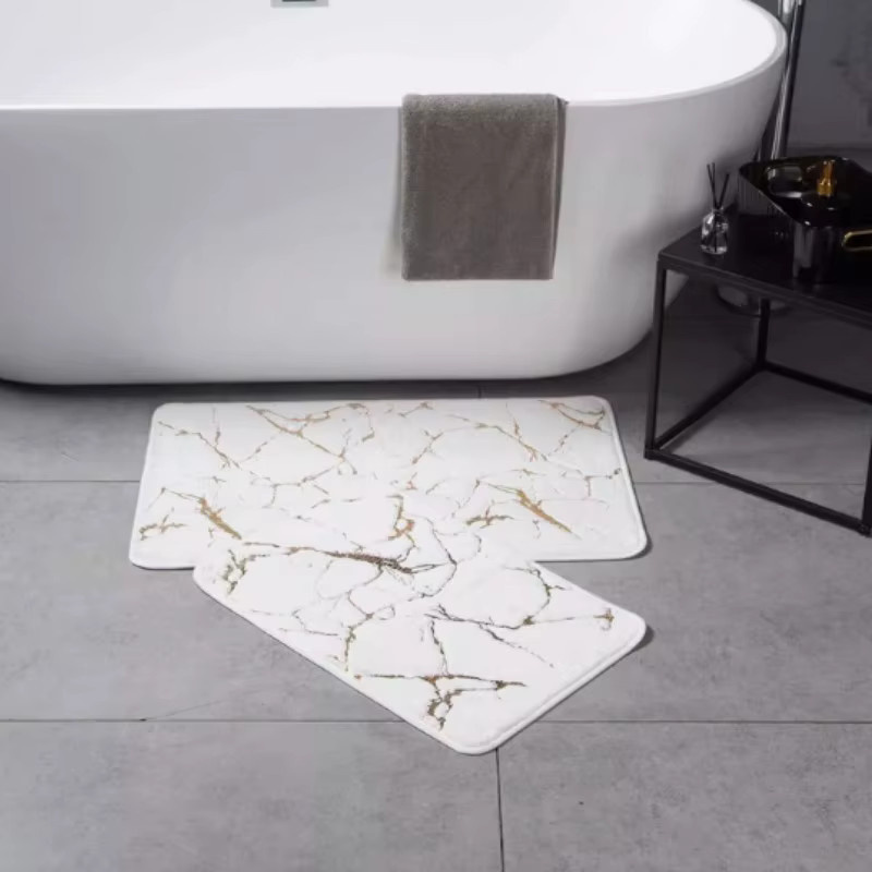 Rutschfeste Badematte Mohamedк Diego in Weißgold mit Marmor-Design - Bild 3
