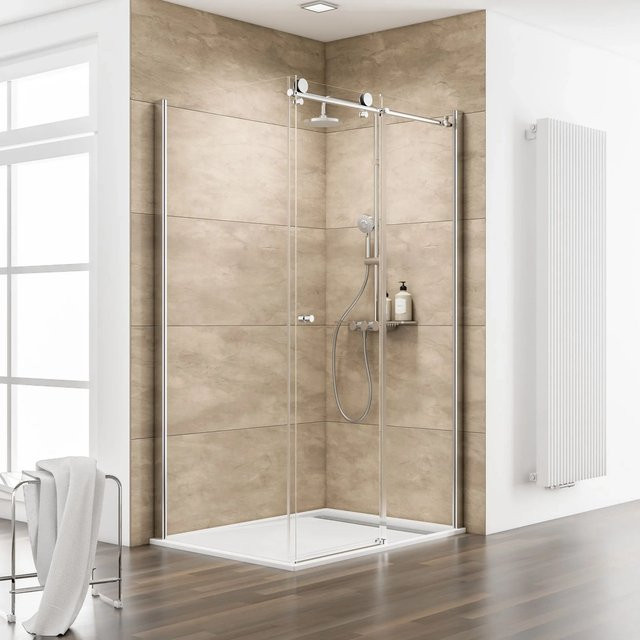 Schulte MasterClass Eckdusche Set mit Duschwanne, transparent, B/T/H: 120 x 90 x 200 cm - Bild 1