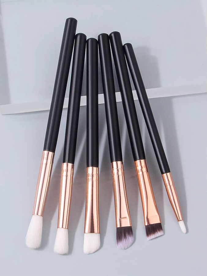 6 Stück Augen-Make-up-Pinsel Set, Schwarz, Unisex - Bild 2