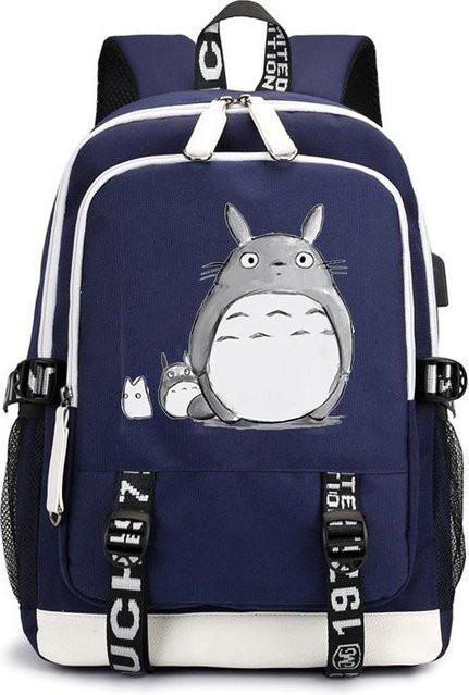 3-teiliges Schulrucksack-Set Totoro in Blau aus Oxford-Stoff mit Schultasche, Schultergurt und Federmäppchen - Bild 1