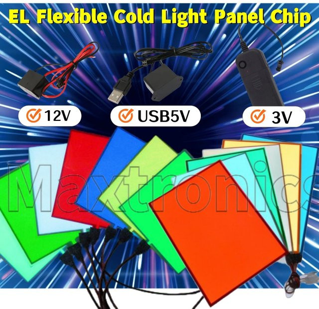 EL Flexibles Kaltlicht-Panel-Chip von SAGE LU MEI, Zuschneidbar, Multicolour, B: 10 cm, B: 10 cm - Bild 1