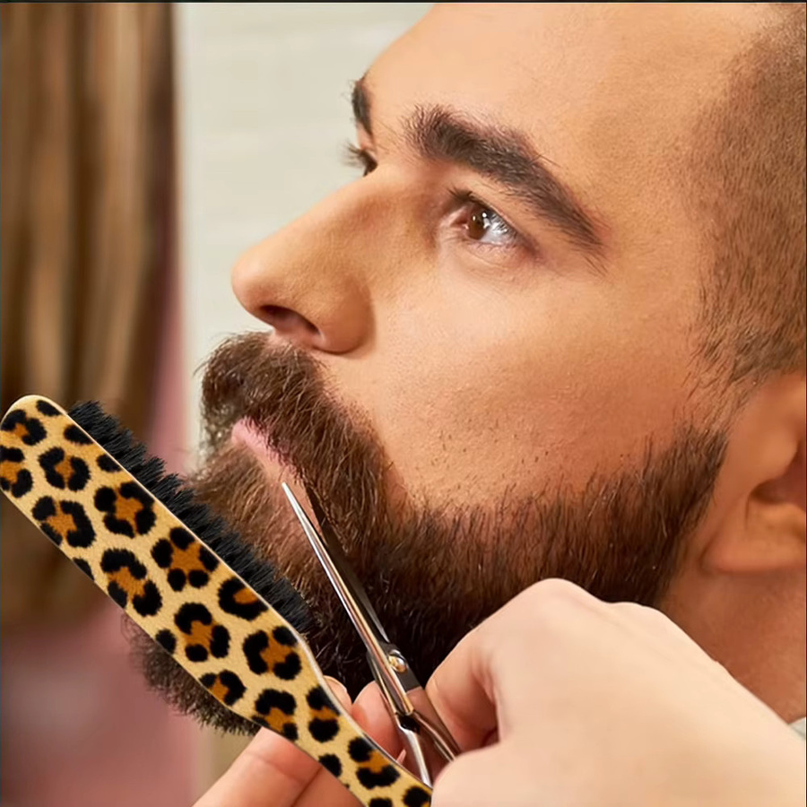 Haarbürste mit Leopardenmuster zur Kantenkontrolle, Unisex - Bild 4