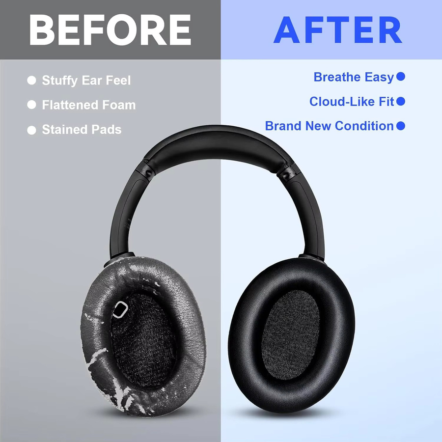 Ersatz-Ohrpolster für Sony WH-1000XM4 in Schwarz oder Gold, vegane Lederpolster mit geräuschisolierendem Schaumstoff für Over-Ear-Kopfhörer - Bild 5