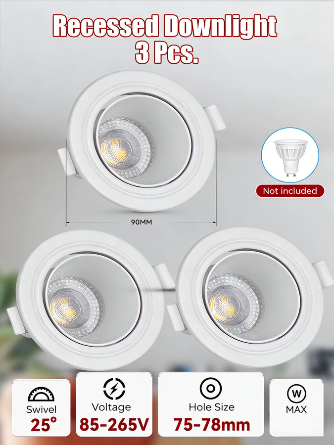 LANGYUE LED-Downlight GU10 Einbau-Deckenleuchte, runde LED-Panel-Einbaustrahler in Weiß für dein Wohnzimmer - Bild 5