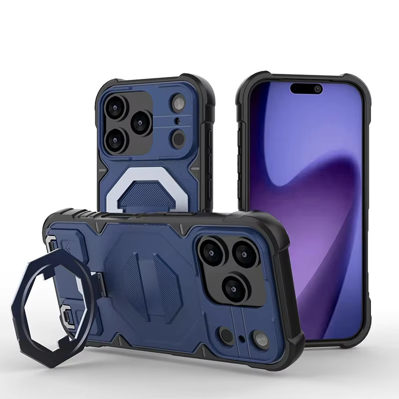 Outdoor-Sport-Schutzhülle mit magnetischer Metallhalterung und rutschfestem Lanyard für Apple iPhone 16 15 14 Plus 13 Pro Max in Blau - Bild 6