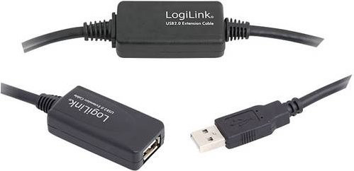 LogiLink USB 2.0 Kabel mit USB-A Stecker und USB-A Buchse, Schwarz, 15,00 m - Bild 1