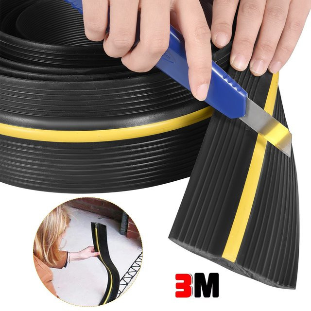 3M Garagentor-Dichtungsstreifen als universelle Bodendichtung aus EPDM-Gummi, wetterfeste Schwelle in Schwarz und Gelb - Bild 1