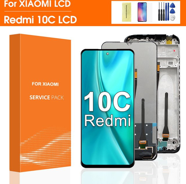 Xiaomi Redmi 10C LCD Display Touchscreen Digitizer Montage mit Rahmen in Schwarz, 6,71 Zoll - Bild 1