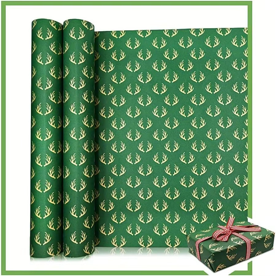 Extra breites Weihnachtsgeschenkpapier in Grün für deine Weihnachtsdekoration und festliche Geschenke - Bild 2