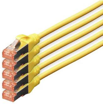 DIGITUS Professional Patch-Kabel CAT 6 SFTP RJ-45 auf RJ-45, 10 m, Gelb (5er Pack) - Bild 1