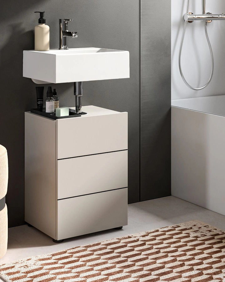 Waschbeckenunterschrank Larik in Kaschmir, moderner Badezimmerschrank mit Innenschränken, B/T/H: 38 x 34 x 56 cm - Bild 2