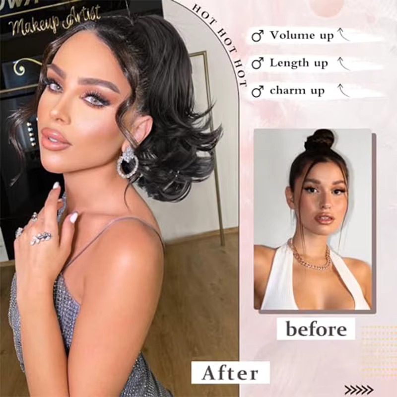 AOOSOO HAIR Synthetische Perücke mit Pferdeschwanz, Damen - Bild 4