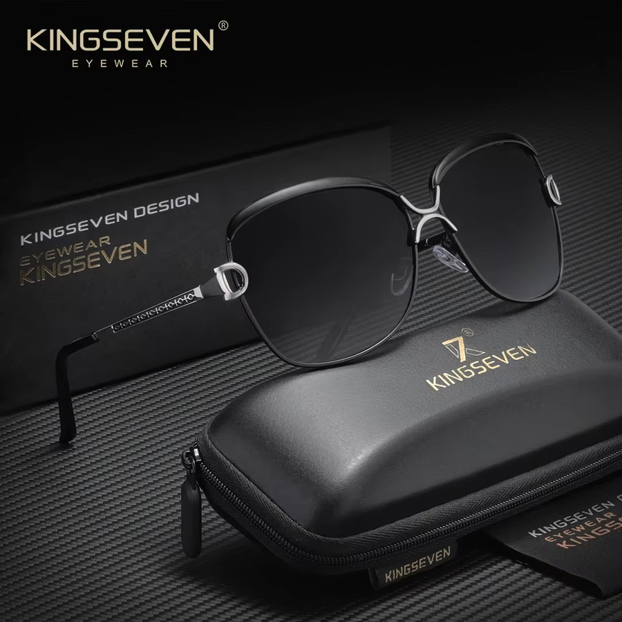 KINGSEVEN Sonnenbrille, Vollrand, Square, Schwarz, Damen - Bild 1