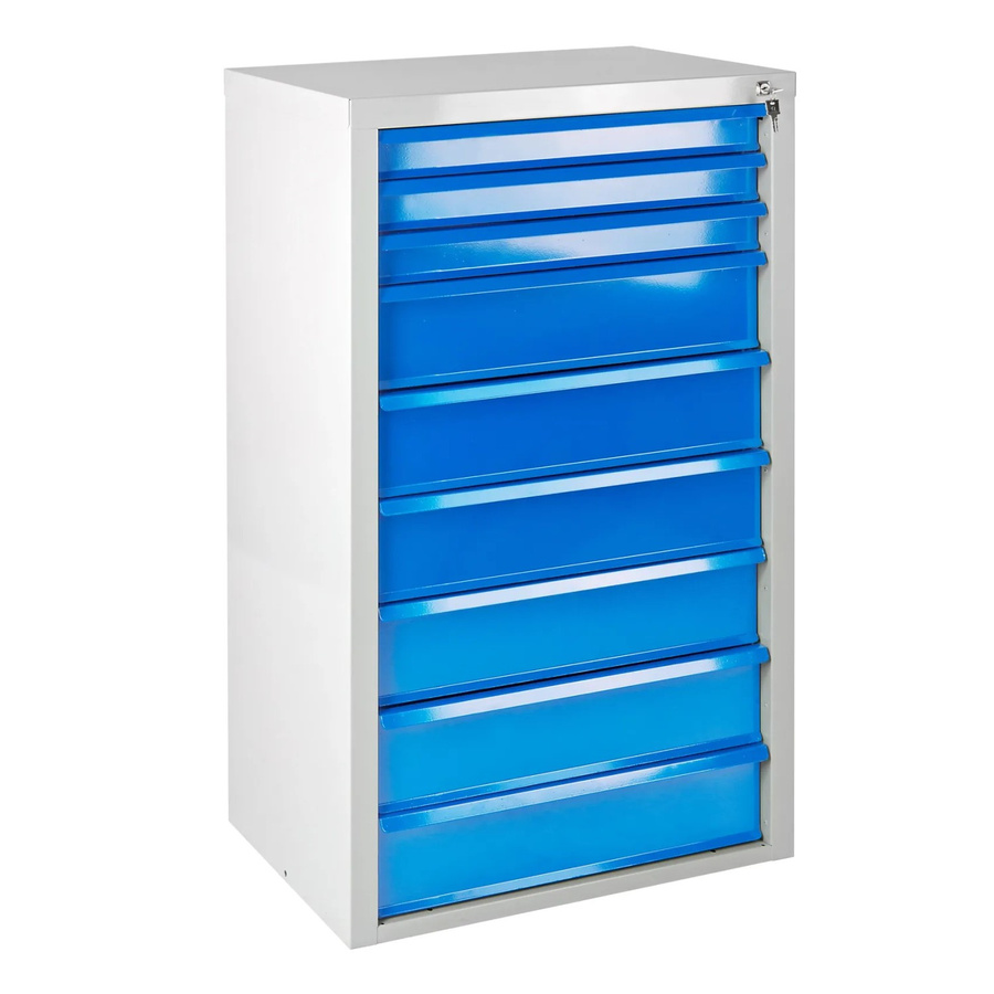 PROREGAL Schubladenschrank Kobra mit 9 Schubladen in Lichtgrau und Lichtblau, H x B x T: 120 x 70 x 43,5 cm - Bild 2