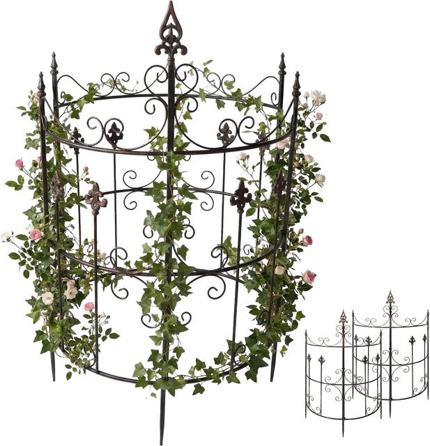 CLP Rankgitter Klivia aus Metall in Schwarz, 2er Set dekorative Rankhilfe mit Zierspitzen für Rosen und Clematis - Bild 1