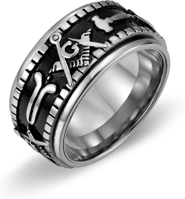 YIRAN Jewelry 5 Ring Titanstahl, drehbar, grau, Herren, Ringgröße 13 - Bild 1