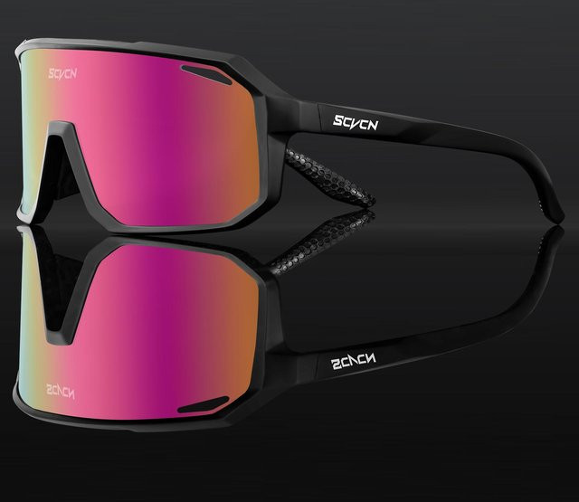SCVCN Sonnenbrille, rechteckig, Vollrand, Acetate, schwarz, Unisex - Bild 1