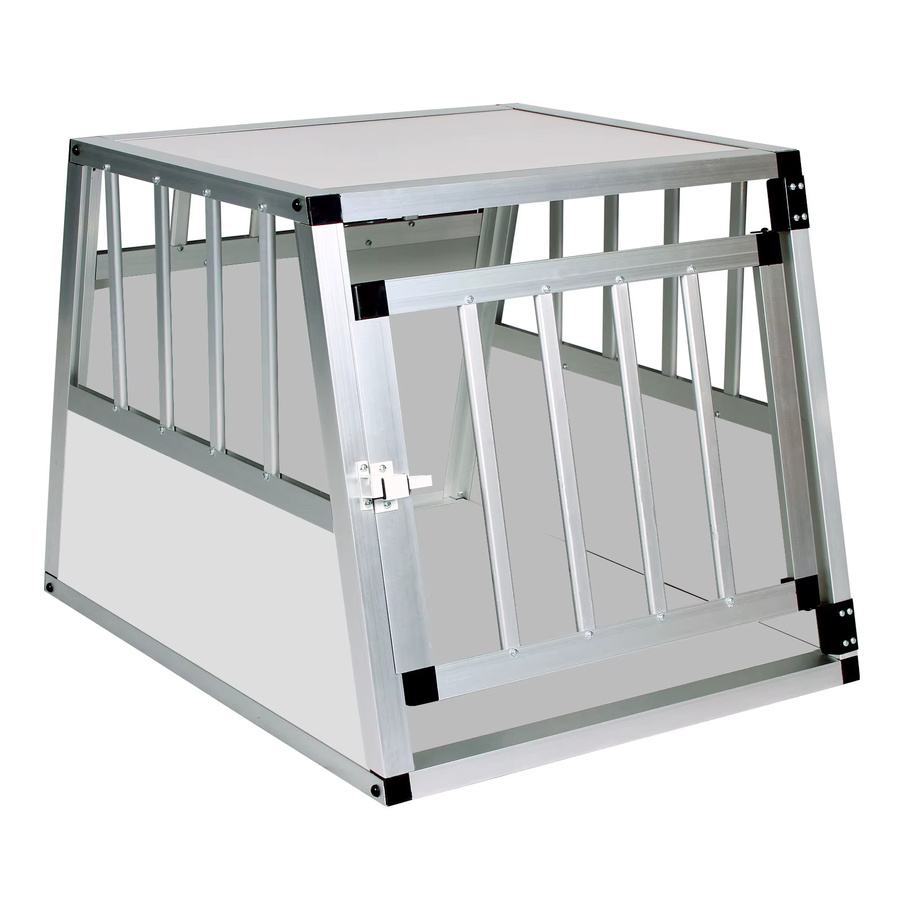 EUGAD Aluminium-Transportbox für Hunde und Katzen, atmungsaktiver Haustierkäfig für Innen und Außen, Grau, B/T/H: 69 x 54 x 50 cm - Bild 3