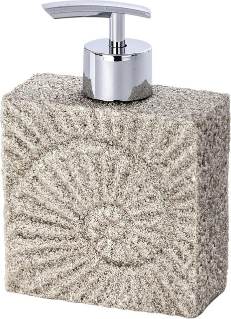 Wenko Seifenspender Fossil in Beige aus Polyresin, H x B x T: 10,3 x 14,6 x 5 cm - Bild 1