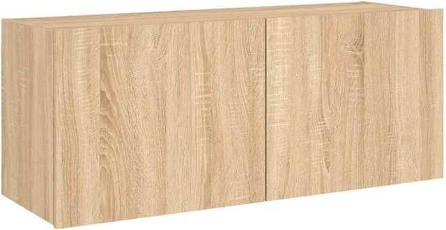 vidaXL TV-Wandschrank mit LED-Beleuchtung in Sonoma Eiche, modern und wandmontiert, B/T/H: 100 x 35 x 41 cm - Bild 1
