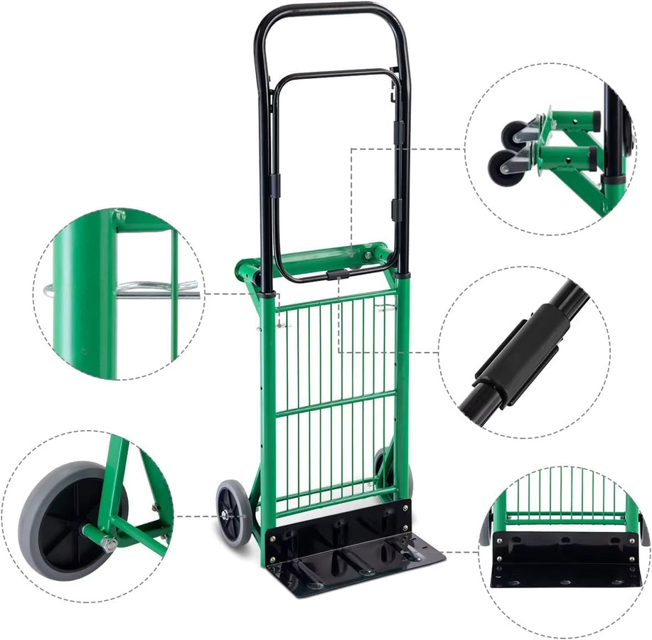 GOFLAME Stapelwagen mit Ladefläche in Grün, höhenverstellbar und zusammenklappbar, bis 90 kg Belastbarkeit, B/T/H: 75,0 x 63,0 cm - Bild 3