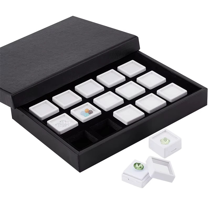 Lesaiyarr Aufbewahrungsbox für Diamanten und Edelsteine mit weißem Schwammeinsatz in Schwarz oder Weiß - Bild 6