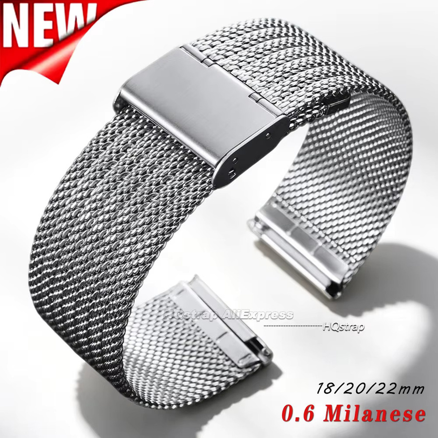 HQstrap Uhrenarmband Milanaise-Mesh, Edelstahl, Silber, Unisex - Bild 3