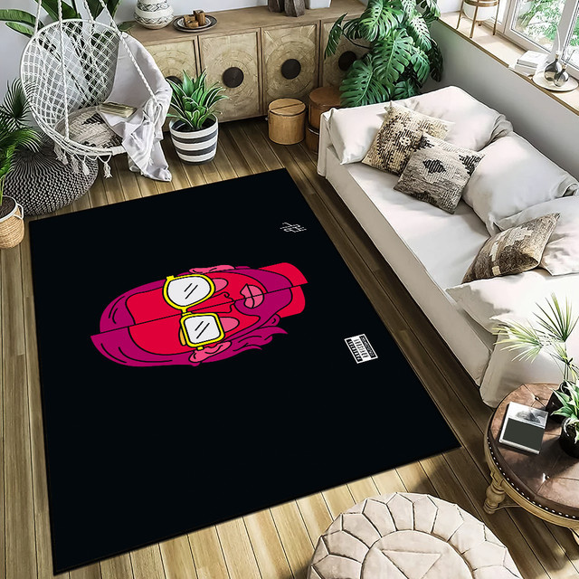 Handgefertigter Anti-Rutsch Teppich in Schwarz für Wohnzimmer, Küche oder Schlafzimmer - Bild 1