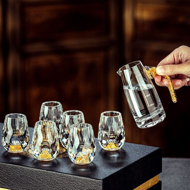 JETTING Luxus Kristall Shot Glass mit Doppelboden und Goldfolie, Transparent, 10 ml - Bild 1