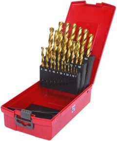 KS Tools HSS TiN Spiralbohrer-Satz in der Kunststoffkassette, 25-teilig, Gold/Rot, 1-13 mm - Bild 1