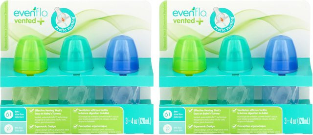 Evenflo Vent+Twist Babyflaschen Set, 6er Pack, Blau, 120 ml pro Flasche, mit Anti-Kolik-Ventil und BPA-frei - Bild 1