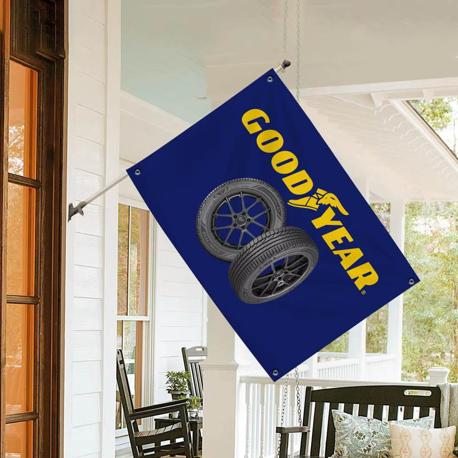 Klassische GOODYEARS Spielflagge aus Textil in Schwarz und Blau, rechteckiges Outdoor-Gartenbanner als Hängeschild für Heim- und Ladendekoration, Breite: 120 cm, Höhe: 80 cm - Bild 3