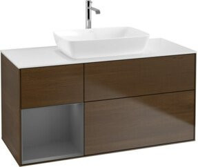 V&B Waschtischunterschrank Finion Wandbeleuchtung in Walnuss, Breite: 120 cm, Tiefe: 50,1 cm, Höhe: 50,1 cm - Bild 1