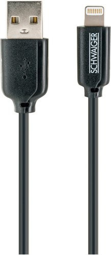 Schwaiger USB-A auf Lightning Sync und Ladekabel, Schwarz, 0,5 m - Bild 1