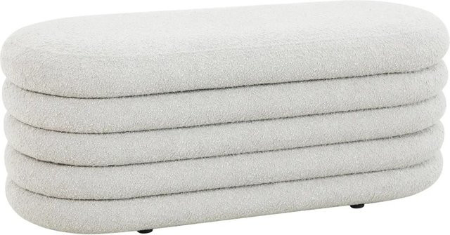 Svita Blossom XL Sitzhocker mit Stauraum als Ottomane und Pouf in Weiß mit Teddybouclé, B/T/H: 108 x 45 x 44 cm - Bild 1