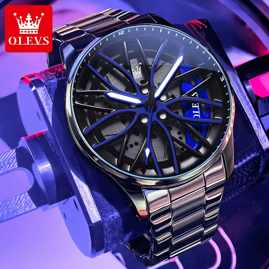 OLEVS Armbanduhr Edelstahl, Quarz, Herren, Black Purple - Bild 3