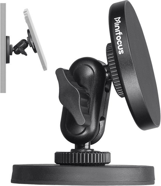 MINIFOCUS Dualer magnetischer Handyhalter mit doppeltem Kugel-Seitenmagnet für MagSafe, iPhone und Android Smartphones, Schwarz - Bild 1