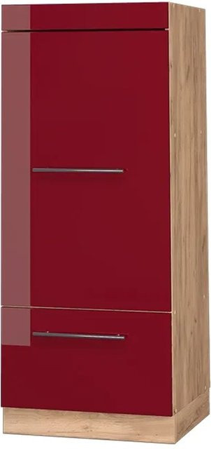 Vicco Mikrowellenschrank Fame-Line Bordeaux Hochglanz und Goldkraft Eiche, Breite: 60 cm, Höhe: 153,6 cm, Tiefe: 58 cm - Bild 1