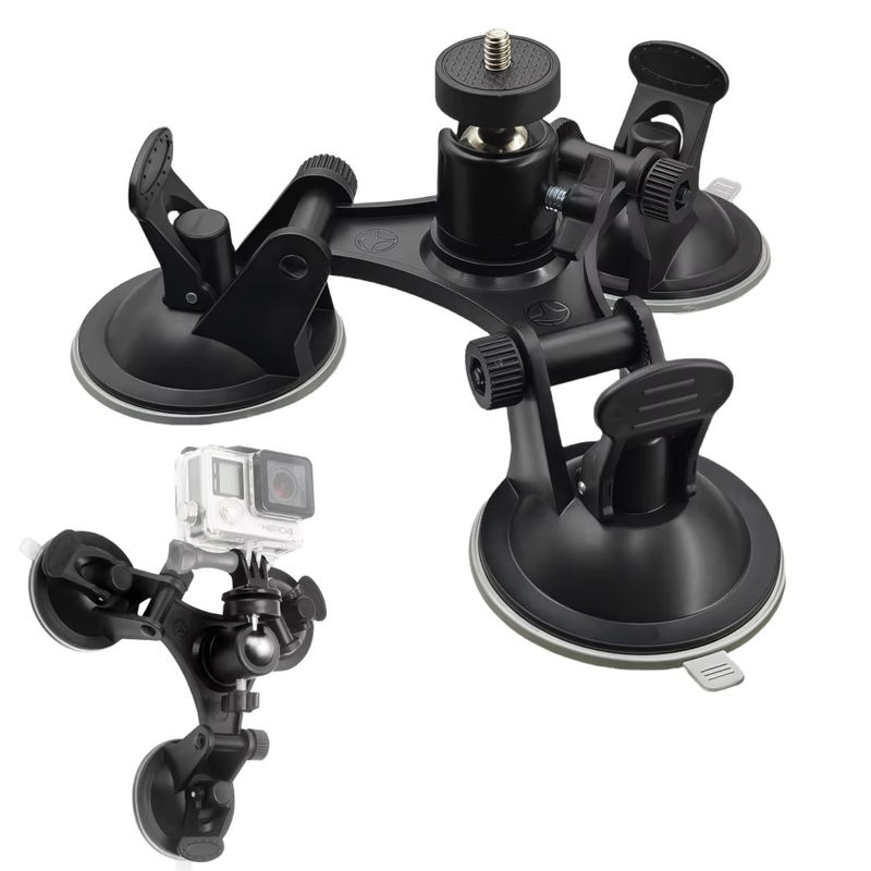 VeFly Dreieckige Auto-Saugnapf-Glashalterung in Schwarz als Stativhalterung für Insta360 X5 X4 X3, DJI Action 5 Pro 4 3 und GoPro Hero 12 11 10 Kamerazubehör - Bild 7