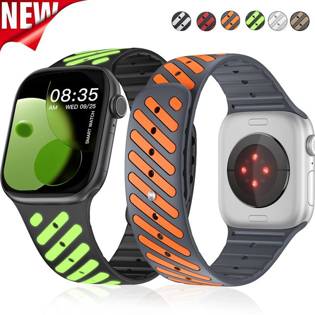 CAOWTAN Uhrenarmband Silikon, Schwarz, Leuchtendes Magnetband - Bild 1