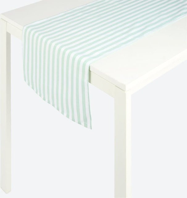 Tischläufer home_punkt mit Streifendesign in Grün-Weiß, B/H: 40 x 140 cm - Bild 1