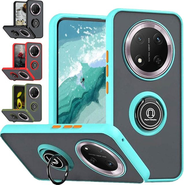 Stoßfeste Schutzhülle mit magnetischem Ring und Ständer für Honor Magic 7 Lite 5G, Magic 7 Pro und X9c in Blau - Bild 1