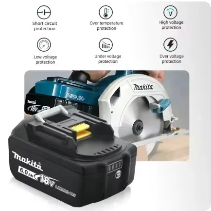 Makita BL1860 wiederaufladbarer 18V 6Ah Lithium-Ionen-Akku in Schwarz für LXT 400 Serie - Bild 3