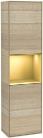 V&B Hochschrank Finion Badmöbel in Eiche Lackiert mit LED-Beleuchtung und Glasfachböden, B: 41,8 cm, H: 151,6 cm - Bild 1