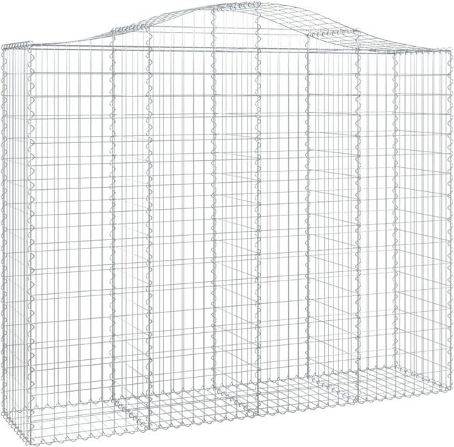 vidaXL Gabionen mit Hochbogen aus verzinktem Eisen, Silber, 14 Stück, B/T/H: 200 x 50 x 160/180 cm - Bild 1