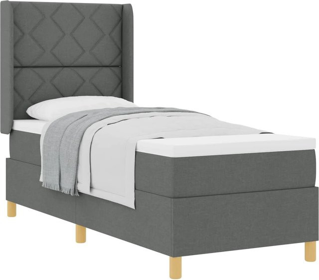 vidaXL Boxspringbett mit Matratze und Taschenfederkern in Grau, B/T/H: 80 x 200 cm - Bild 1