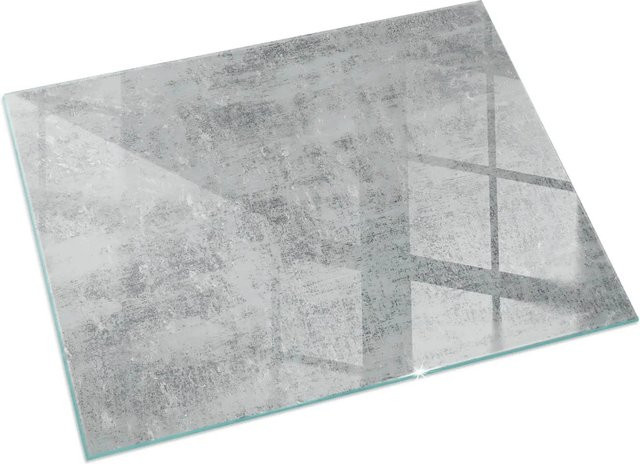 Tulup Kamin-Glasplatte mit abstrakter Hintergrundtextur in Grau, B/T: 60 x 40 cm - Bild 1