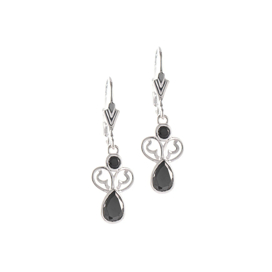 Ohrringe 925 Silber, Zirkonia schwarz, Damen - Bild 1